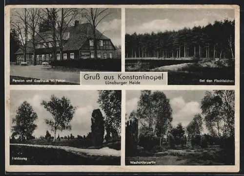 AK Konstantinopel / Rehlingen, Pension und Gasthaus W. Fehler, Heidweg, Wacholderpartie