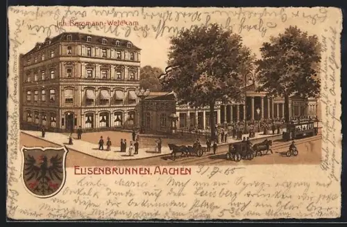 Lithographie Aachen, Gasthof Elisenbrunnen, Inh. Bergmann-Wetekam