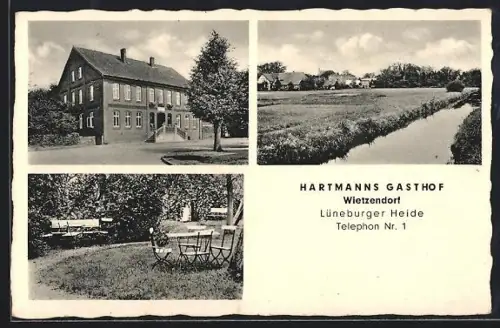 AK Wietzendorf /Lüneburger Heide, Hartmanns Gasthof, Gartenansicht