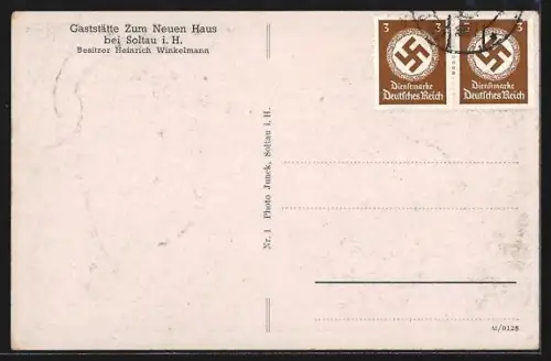 AK Soltau i. H., Gasthaus Zum Neuen Hause, Bes. Heinrich Winkelmann