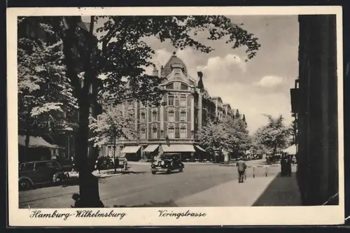 AK Hamburg- Wilhelmsburg, Veringstrasse mit Drogerie Fritz Neumann