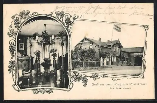 AK Husum / Nordsee, Gasthaus Krug zum Rosenkranz, Inh. Johs. Jensen, Innenansicht
