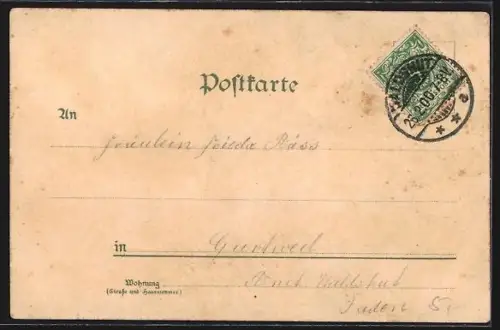 Lithographie Gurtweil, Gasthaus zum Hirschen, Blick über den Ort