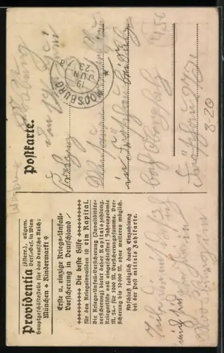 AK Frau kümmert sich um die verwundeten Soldaten, Reklame für Providentia Kriegs-Unfall-Versicherung