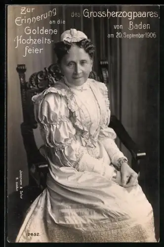 AK Goldene Hochzeitsfeier des Grossherzogpaares 1906, Grossherzogin von Baden