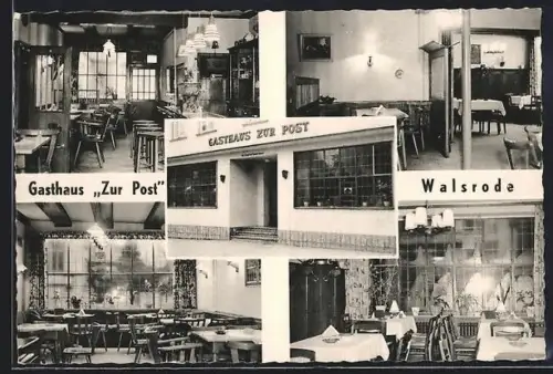AK Walsrode, Gasthaus zur Post S. Kamermann, Innenansichten, Fassade