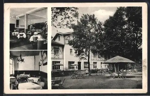 AK Rheine-Bentlage, Kurhaus Solbad Gottesgabe T. Alfs, mit Gartenpavillon, Innenansichten