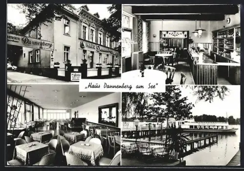 AK Berlin-Heiligensee, Gasthof Haus Dannenberg am See, Dampfer am Anleger