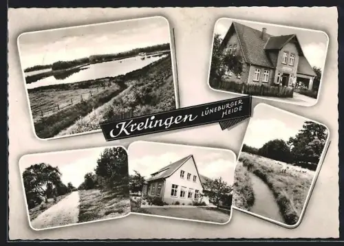 AK Krelingen /Lüneburger Heide, Gemischtwaren Barenscheer, Kanal, Teich