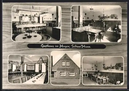 AK Soltau /Hann., Gasthaus im Hagen A. Lüth, Aussen- u. Innenansichten