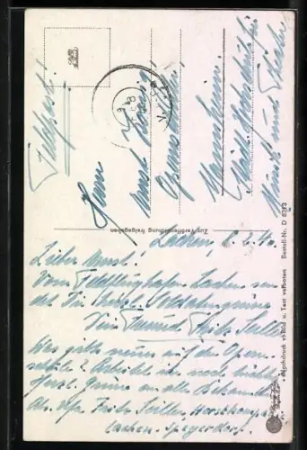 Künstler-AK Ferdinand Barlog: Soldat träumt in seinem Bett von gutem Essen und Zigaretten