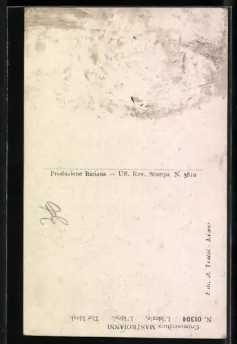 Künstler-AK Domenico Mastroianni: Mann kniend vor einer Schutzpatronin