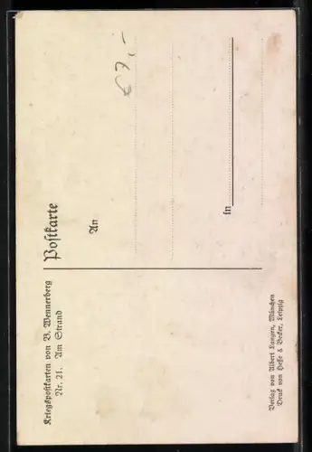 Künstler-AK Brynolf Wennerberg: Am Strand, Marine-Offizier spricht mit einer jungen Frau