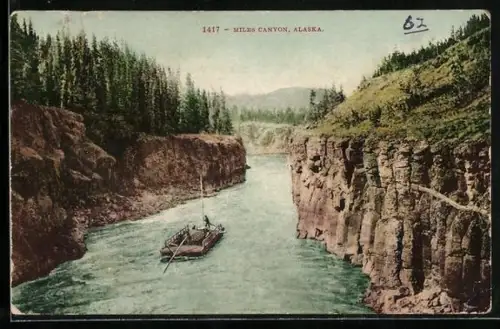 AK Miles Canyon, AK, View of the Miles Canyon with a raft