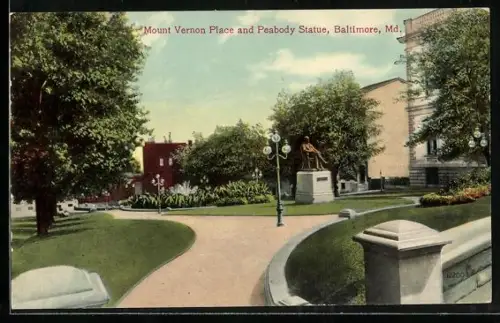 AK Baltimore, MD, Mount Vernon Place and Peabody Statue