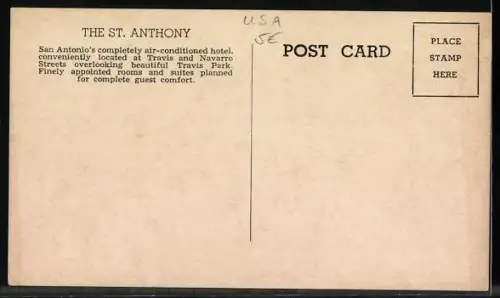 AK San Antonio, TX, The St. Anthony Hotel, Travis and Navarro Streets