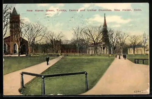 AK New Haven, CT, New Haven Green, Trinity, Centre and United Churches
