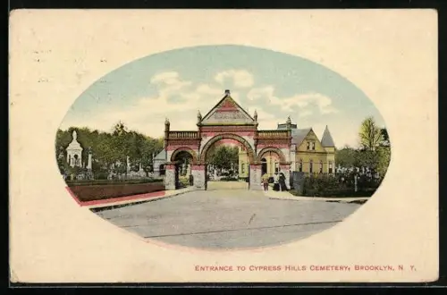 AK Brooklyn, NY, Entrance to Cypress Hills Cemetery