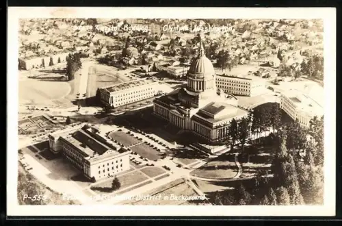 Foto-AK Olympia, WA, State Capitol Building, Business and residential district in background