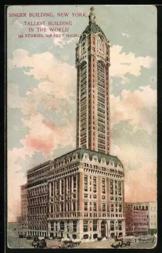 AK New York, NY, Singer Building, tallest building in the world, 42 stories