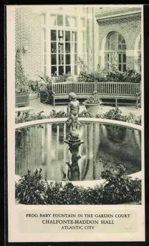 AK Atlantic City, NJ, Frog Baby Fountain in the Garden Court, Chalfonte-Haddon Hall
