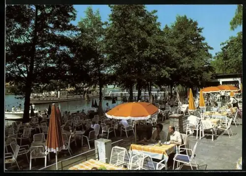 AK Berlin, Restaurant Pavillon Stölpchensee, Kohlhasenbrücker Strasse, Terrasse u. Pavillon