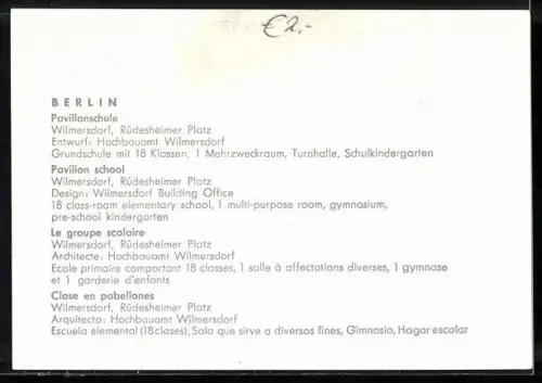 AK Berlin-Wilmersdorf, Pavillonschule, Rüdesheimer Platz