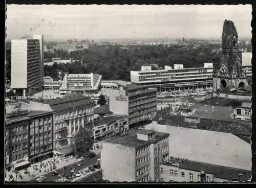 AK Berlin-Charlottenburg, Kaiser-Wilhelm-Gedächtniskirche, Europa-Center, Hotel Imperial