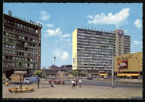 AK Berlin, Breitscheidplatz mit Philips- u. Telefunkenhaus, Zoo-Palast