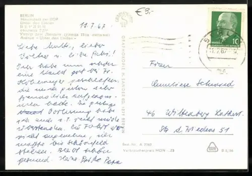 AK Berlin, Unter den Linden, Neubauten und Springbrunnen