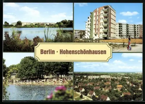 AK Berlin-Hohenschönhausen, Warnemünder Strasse, Freibad Orankesee, Ortsansicht