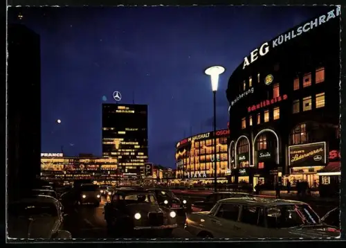 AK Berlin, Kurfürstendamm mit Europa-Center bei Nacht