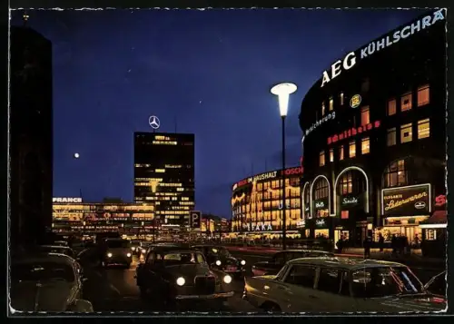 AK Berlin, Kurfürstendamm mit Europa-Center, Nachtaufnahme