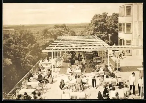 AK Berlin, Müggelturm-Terrasse aus der Vogelschau