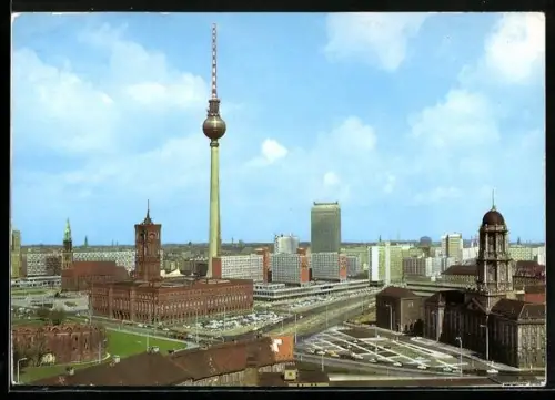 AK Berlin, Zentrum, Fernsehturm, Rotes Rathaus