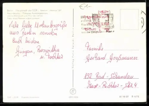 AK Berlin, Haus des Lehrers und Weltzeituhr am Alexanderplatz