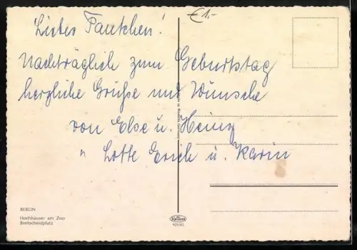 AK Berlin, Breitscheidplatz mit Hochhäuser am Zoo