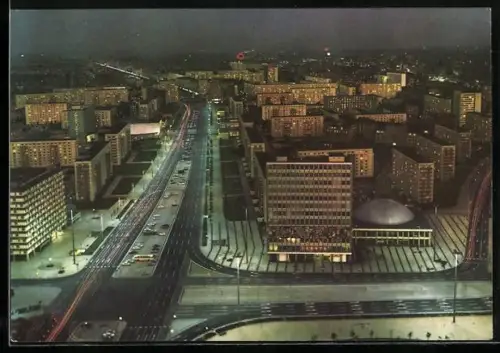 AK Berlin, Blick vom Interhotel Stadt Berlin auf die Karl-Marx-Allee