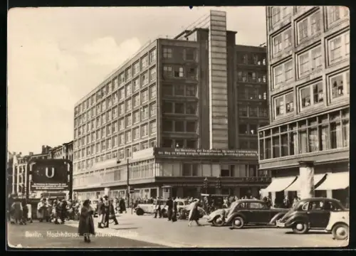AK Berlin, Hochhäuser am Alexanderplatz mit U-Bahnhof