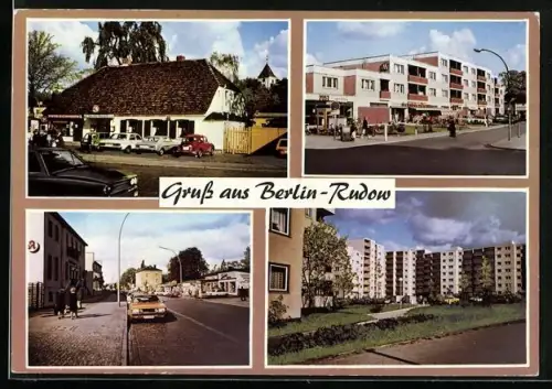 AK Berlin-Rudow, Wohnhäuser, Strassen, Gasthaus zum alten Krug