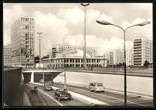 AK Berlin, Haus des Lehrers, Kongresshalle und Autotunnel unter dem Alexanderplatz