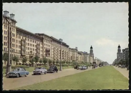 AK Berlin, Karl-Marx-Allee, Strassenpartie