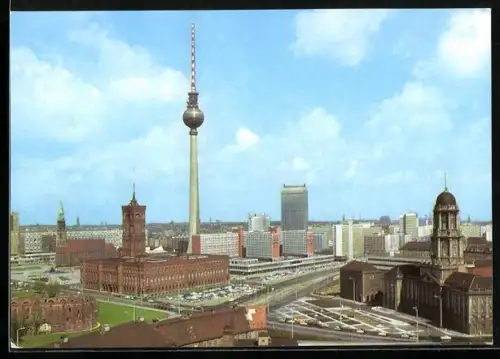 AK Berlin, Zentrum, Fernsehturm, Rotes Rathaus