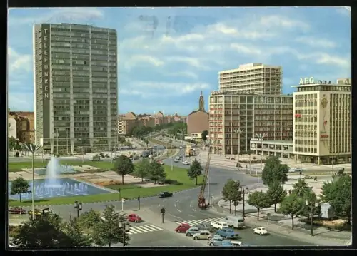 AK Berlin, Kreisverkehr Ernst-Reuter-Platz, Telefunken - Hochhuas