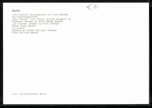 AK Berlin, Bronzeplastik Die Flamme am Ernst-Reuter-Platz