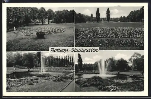 AK Bottrop, Stadtgarten, Blumenanlagen, Springbrunnen, Parkansichten