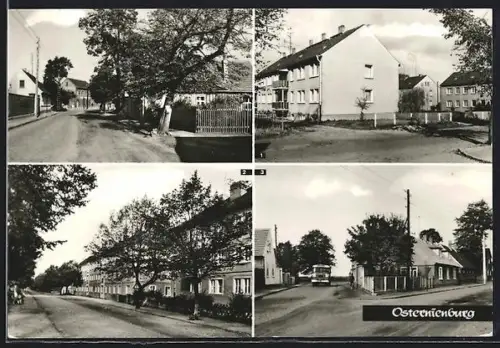 AK Osternienburg, Neubauten an der Feuerherdstrasse, Strasse des 7. Oktober, Arbeiter- und Eduardstrasse