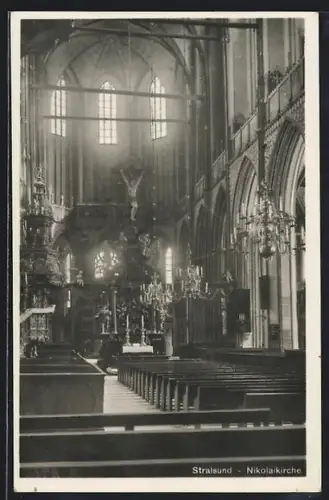 AK Stralsund, Innenraum der Nikolaikirche