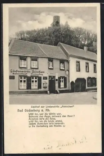 AK Bad Godesberg a. Rh., Gasthof zur Lindenwirtin Ännchen, Burgruine