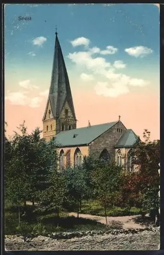 AK Soest, Blick auf eine Kirche